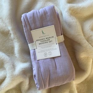 Pottery Barn crib sheets. Lavender set of Organic muslin toddler bedding set.